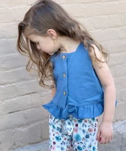 Honeydew GIRLS Ruffle Tank Top + Paperbag Shorts Set In Blue 8 Honeydew GIRLS Ruffle Tank Top + Paperbag Shorts Set In Blue