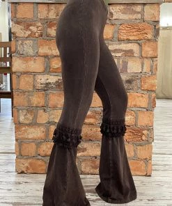 Fashiongo: Chatoyant Washed Bell Bottom Flare Pants In Brown