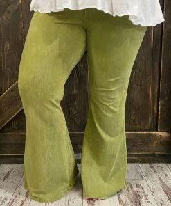 Fashiongo: Chatoyant BOTTOMS Washed Bell Bottom Flare Pants In Grass