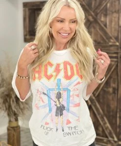 Recycled Karma AC/DC Flick Of The Switch Graphic Band Tee TOPS