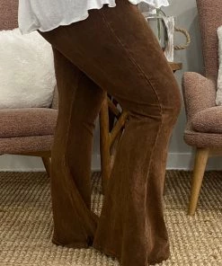 Fashiongo: Chatoyant BOTTOMS Washed Bell Bottom Flare Pants In Chocolate