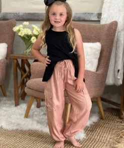 Angie Cargo Drawstring Jogger Pants In Rose