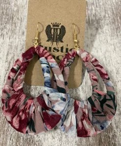 Golden Stella Fabric Wrapped Teardrop Earrings In Burgundy ACCESSORIES