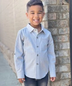 Me & Henry BOYS Grey Plaid Collared Shirt