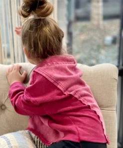 Oddi GIRLS Washed Dolman Sleeve Pullover In Magenta