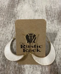 Golden Stella Thread Wrapped Hoop Earrings In White