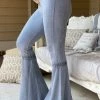 Fashiongo: Chatoyant Washed Waffle Bell Bottom Flare Pants In Silver