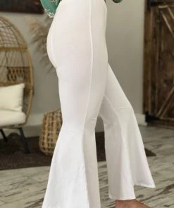 Fashiongo: Chatoyant BOTTOMS Washed Cropped Bell Bottom Pants In White