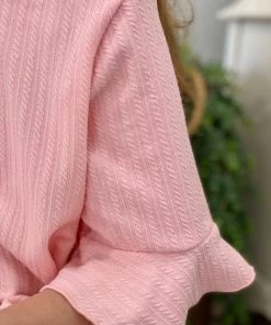 Hayden Of Los Angeles Ribbed Flare Sleeve Top