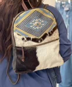 Myra Bag ACCESSORIES Diamond Canvas & Hairon Backpack