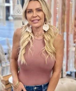 2NE1 Apparel TOPS Solid Sleeveless Bodysuit In Mauve