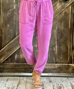 EE:Some BOTTOMS Washed Drawstring Jogger Pants In Orchid