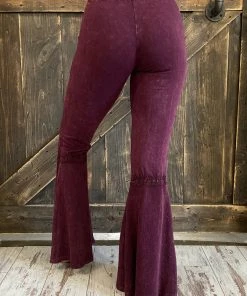 Fashiongo: Chatoyant Washed Waffle Bell Bottom Flare Pants In Burgundy 6 Fashiongo: Chatoyant Washed Waffle Bell Bottom Flare Pants In Burgundy