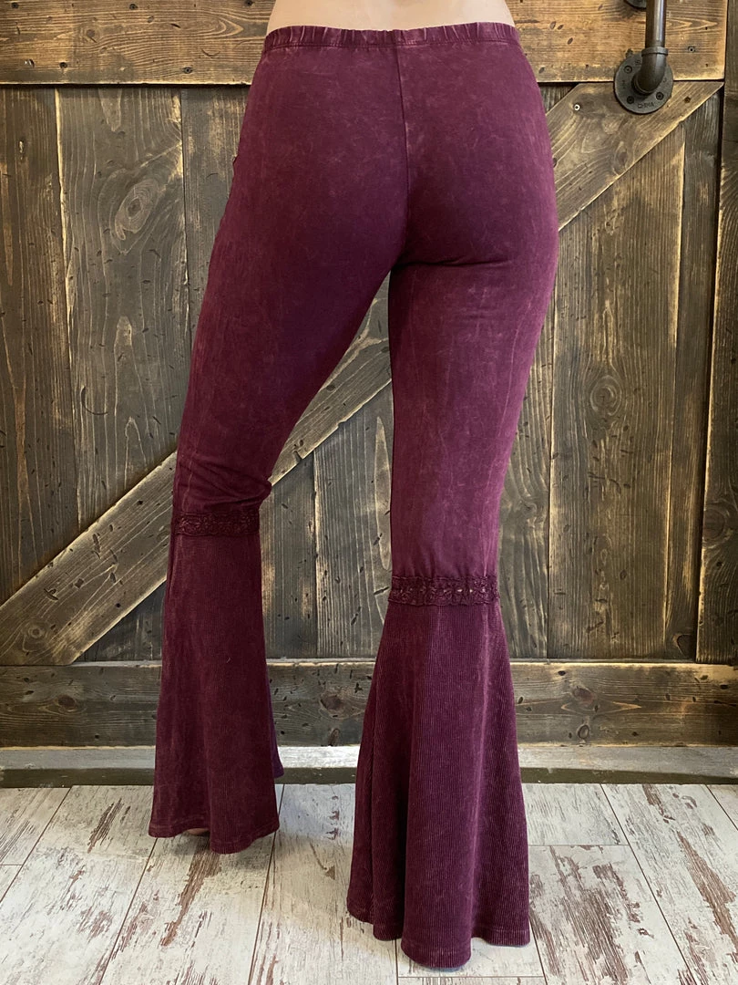 Fashiongo: Chatoyant Washed Waffle Bell Bottom Flare Pants In Burgundy 3 Fashiongo: Chatoyant Washed Waffle Bell Bottom Flare Pants In Burgundy