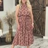 Easel DRESSES Printed Halter Tiered Midi Dress