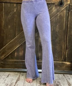Fashiongo: Chatoyant BOTTOMS Washed Bell Bottom Flare Pants In Lilac