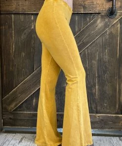 Fashiongo: Chatoyant Washed Bell Bottom Flare Pants In Amber