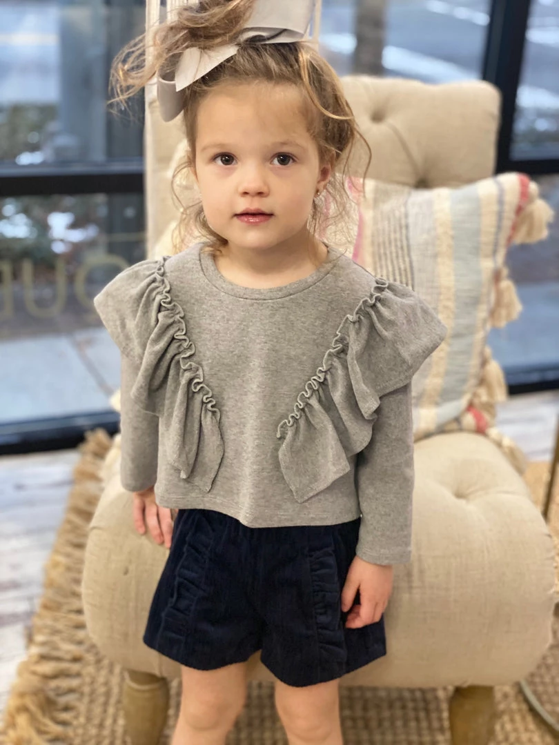 Vignette Navy Corduroy Ruffle Shorts 2 Vignette Navy Corduroy Ruffle Shorts