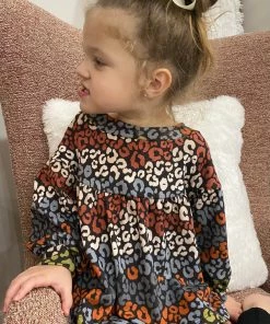 Oddi Leopard Bubble Sleeve Top