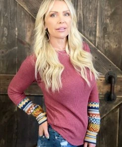 Easel Tribal Sleeve Thermal Top