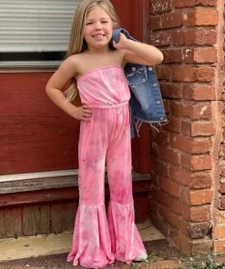 Michael GIRLS Tie Dye Bell Bottom Jumpsuit In Pink