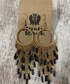 Golden Stella Metal Tassel Earrings In Black ACCESSORIES