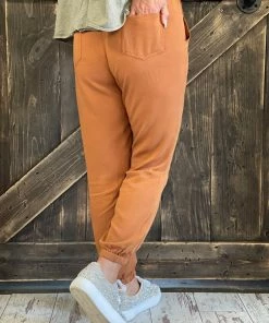 EE:Some BOTTOMS Washed Drawstring Jogger Pants In Camel