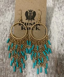 Golden Stella ACCESSORIES Metal Tassel Earrings In Turquoise