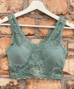Anemone Padded Lace Bralette In Sage Intimates + Bralettes