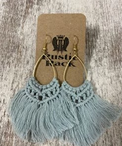 Golden Stella Teardrop Tassel Earrings In Light Blue ACCESSORIES