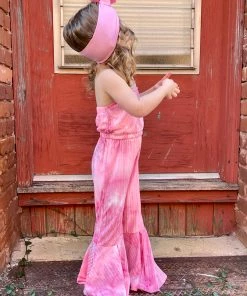 Michael GIRLS Tie Dye Bell Bottom Jumpsuit In Pink