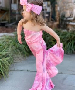 Michael GIRLS Tie Dye Bell Bottom Jumpsuit In Pink