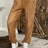 Kori America BOTTOMS Sequin Jogger Pants In Brown