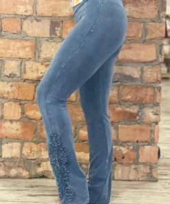 Fashiongo: Chatoyant Washed Slim Bootcut Pants In Light Denim