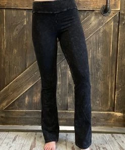 Fashiongo: Chatoyant Washed Bootcut Pants With Pockets In Black