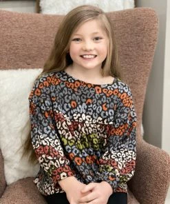 Oddi Leopard Bubble Sleeve Top