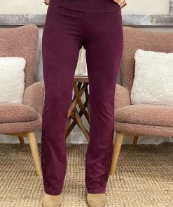 Fashiongo: Chatoyant BOTTOMS Washed Slim Bootcut Pants In Wine