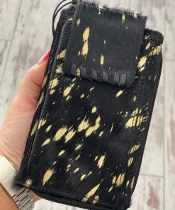 The Rustic Rack Boutique Sales 16 Myra Bag Black & Gold Hairon Wallet & Phone Holder BAGS + BACKPACKS