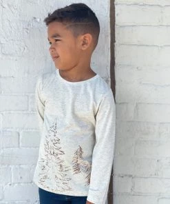 Ettie + H Oatmeal Tree Printed Shirt BOYS