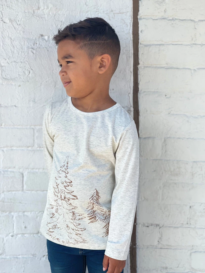 Ettie + H Oatmeal Tree Printed Shirt BOYS 2 Ettie + H Oatmeal Tree Printed Shirt BOYS