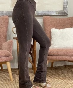 Fashiongo: Chatoyant Washed Bootcut Pants With Pockets In Brown