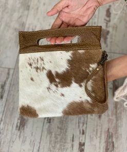 Myra Bag Hairon & Leather Bag/ Wristlet In Brown ACCESSORIES