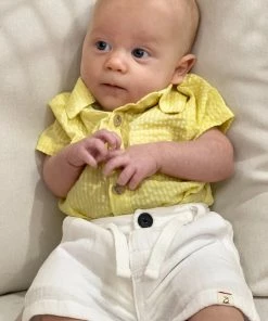 Me & Henry Gauze Drawstring Shorts In White