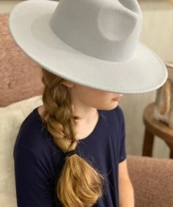 Queens Girls Wool Panama Hat In Grey