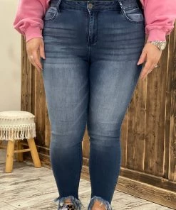 Cello Mid Rise Raw Hem Skinny Jeans