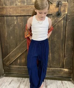 Angie Tulip Pants With Drawstring In Navy GIRLS