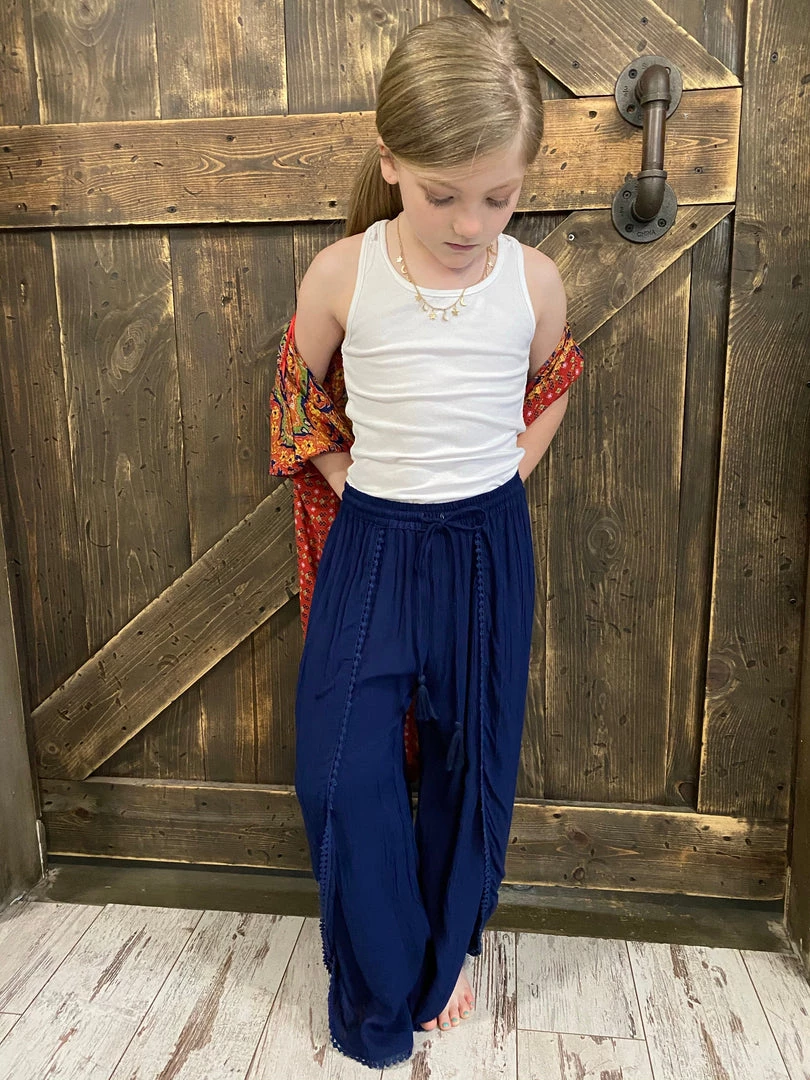 Angie Tulip Pants With Drawstring In Navy GIRLS 1 Angie Tulip Pants With Drawstring In Navy GIRLS