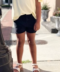 Hayden Distressed Raw Hem Shorts In Black