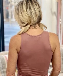 2NE1 Apparel TOPS Solid Sleeveless Bodysuit In Mauve