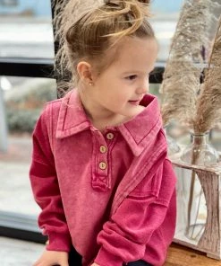 Oddi GIRLS Washed Dolman Sleeve Pullover In Magenta